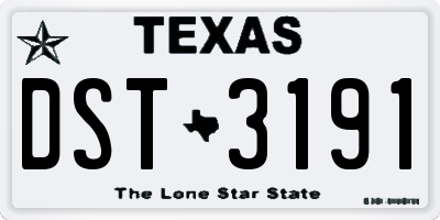 TX license plate DST3191