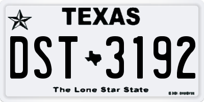 TX license plate DST3192