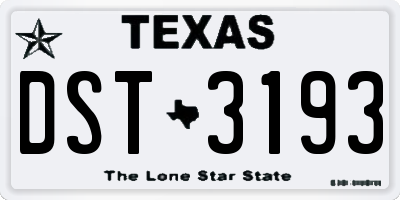 TX license plate DST3193