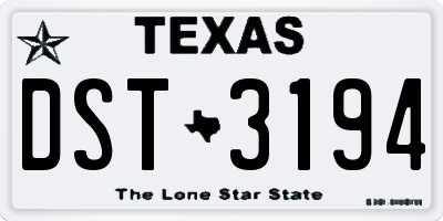 TX license plate DST3194