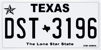 TX license plate DST3196