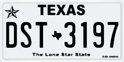 TX license plate DST3197
