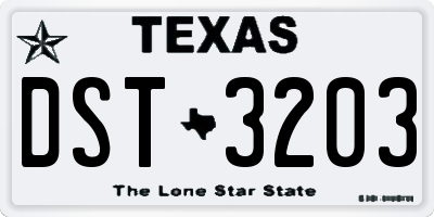 TX license plate DST3203