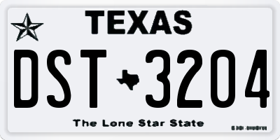 TX license plate DST3204