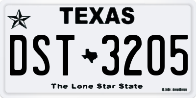TX license plate DST3205