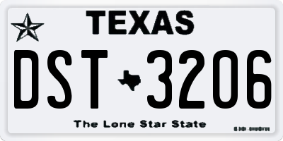 TX license plate DST3206