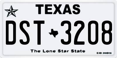 TX license plate DST3208