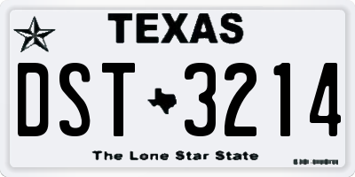 TX license plate DST3214