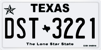 TX license plate DST3221