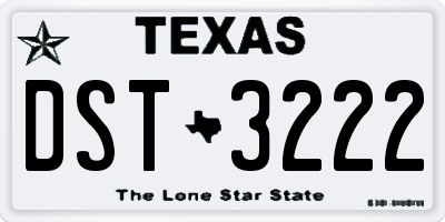 TX license plate DST3222
