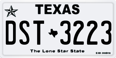 TX license plate DST3223