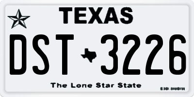 TX license plate DST3226
