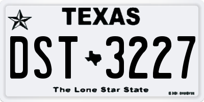 TX license plate DST3227