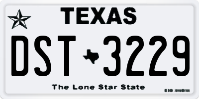 TX license plate DST3229