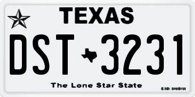TX license plate DST3231