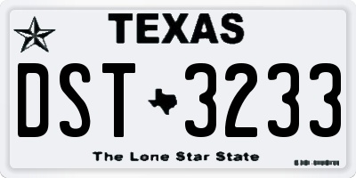 TX license plate DST3233