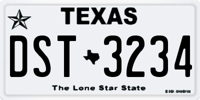 TX license plate DST3234