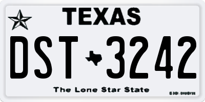 TX license plate DST3242