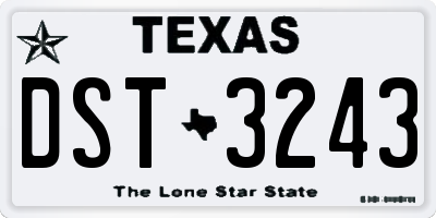 TX license plate DST3243
