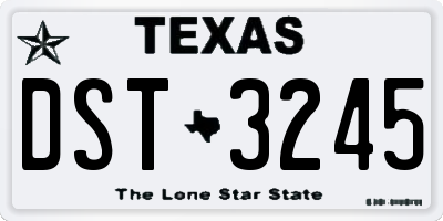 TX license plate DST3245