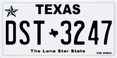 TX license plate DST3247
