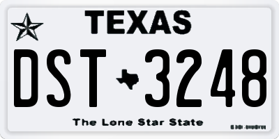 TX license plate DST3248