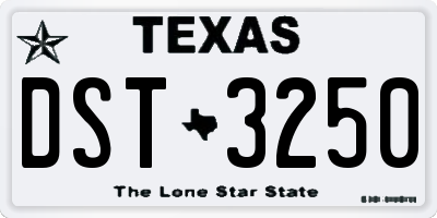 TX license plate DST3250