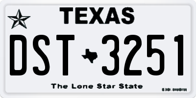TX license plate DST3251