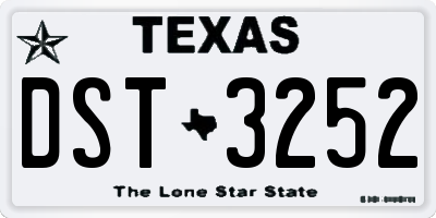 TX license plate DST3252
