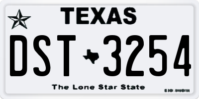 TX license plate DST3254