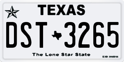 TX license plate DST3265