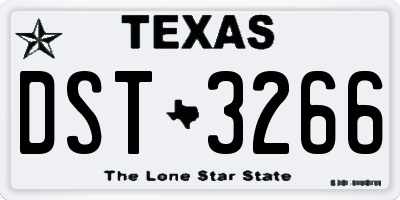 TX license plate DST3266