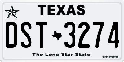 TX license plate DST3274
