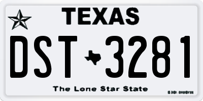 TX license plate DST3281