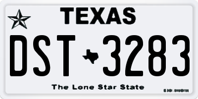 TX license plate DST3283