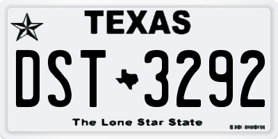 TX license plate DST3292