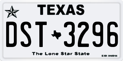 TX license plate DST3296