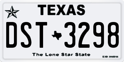 TX license plate DST3298