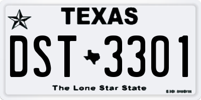 TX license plate DST3301
