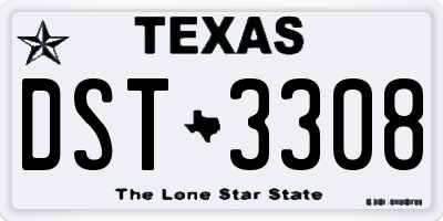 TX license plate DST3308
