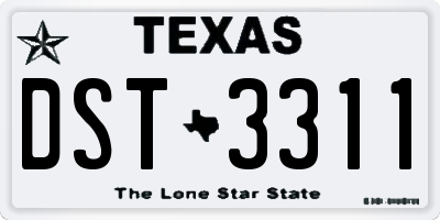 TX license plate DST3311