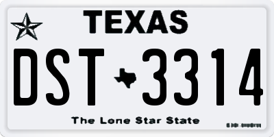 TX license plate DST3314