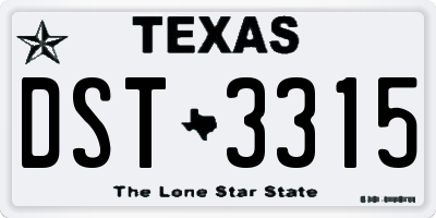TX license plate DST3315