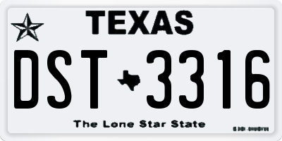 TX license plate DST3316