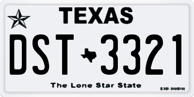 TX license plate DST3321