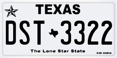 TX license plate DST3322