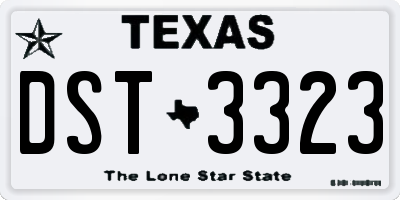 TX license plate DST3323