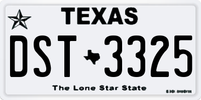 TX license plate DST3325