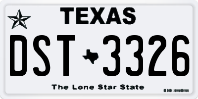 TX license plate DST3326