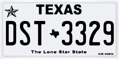 TX license plate DST3329